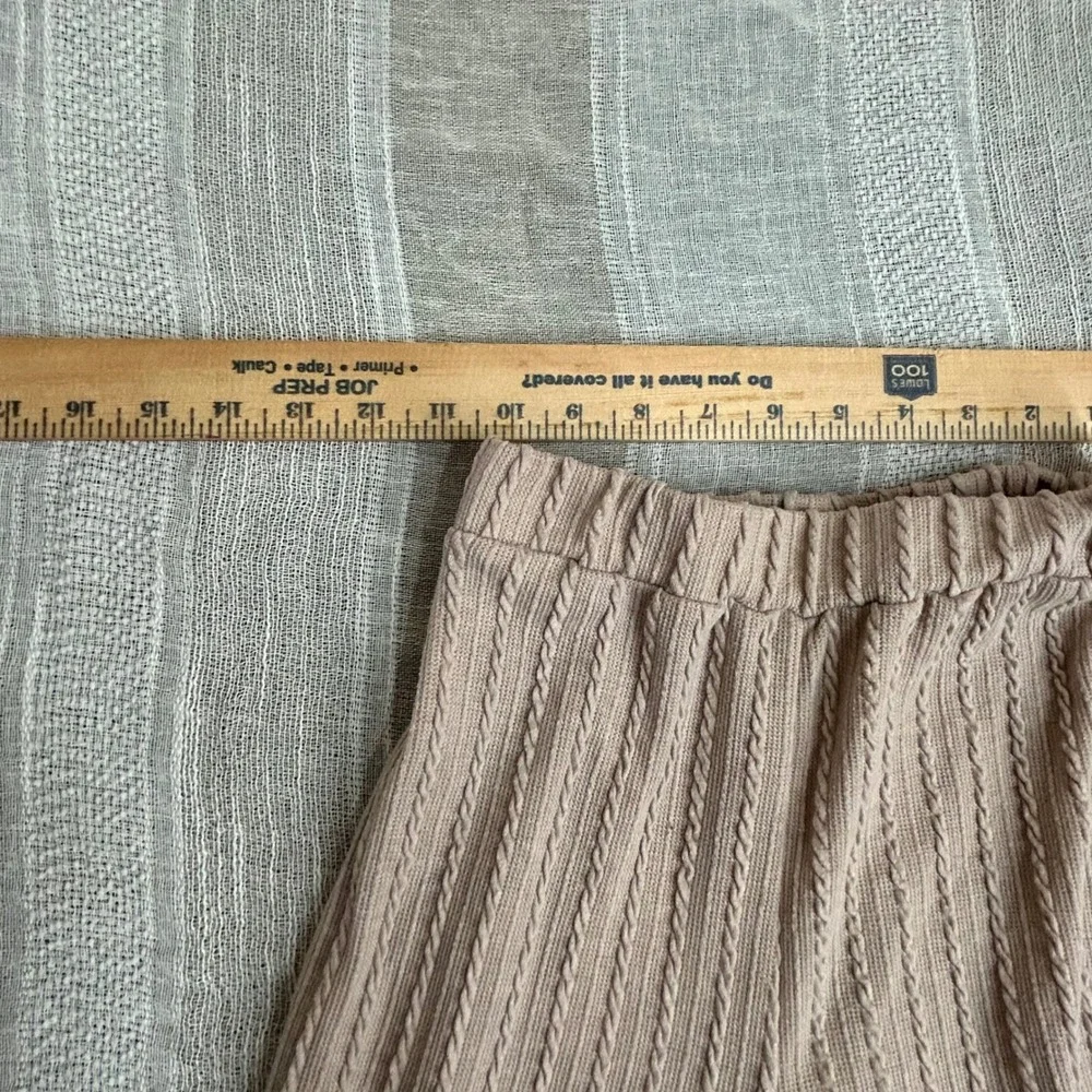 SHEIN Pants Girls 10Y Tan Cable Knit Ruffle Hem Elastic Waist Loungewear